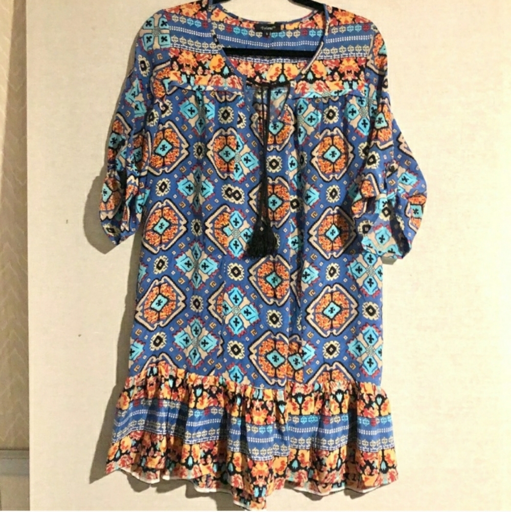 TOLANI Boho Silk Dress Sz SEUC!